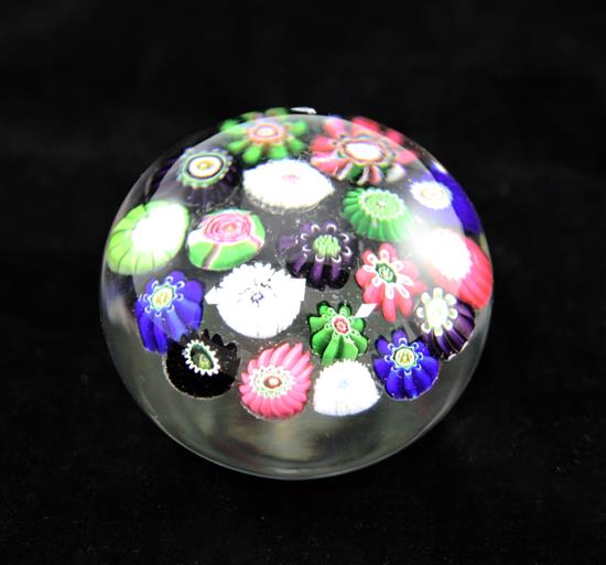 A Clichy spaced millefiori glass paperweight, late 19th century, diam. 6.3cm